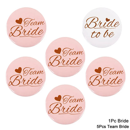 12/1pcs Bride to be Team Bride Badge for Wedding Bridal Shower Decoration Bridesmaids Gift Bachelorette Party Hen Night Supplies