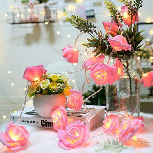 1.5/3M Battery/USB Powered Christmas String Lights Rose Flower String Lights Waterproof Fairy Lights for Valentine Wedding Decor