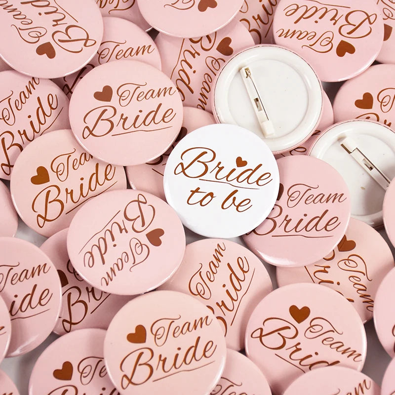 12/1pcs Bride to be Team Bride Badge for Wedding Bridal Shower Decoration Bridesmaids Gift Bachelorette Party Hen Night Supplies