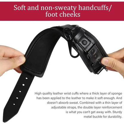 Leather Handcuffs Sex Play with Blindfold Silk Eye Cover Role Play Set for Couples Adults Wife SM Bondage Restraints Fetish Kit
