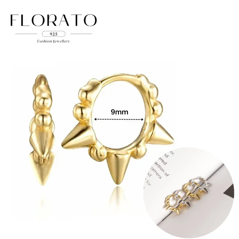 925 Silver Needle Rivet Micropaved Zircon Pendant Hoop Earrings For Women Punk Vintage Earrings Fashion Party Jewelry Gifts
