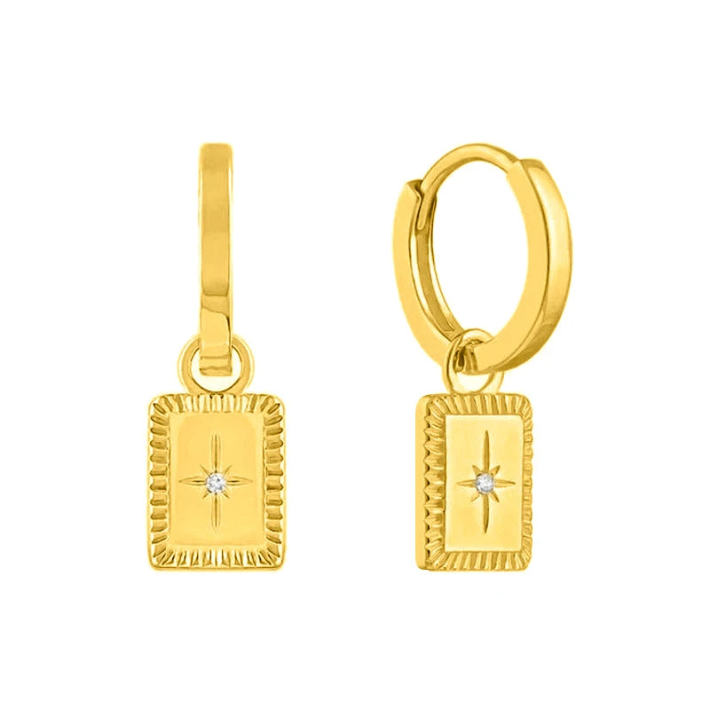 925 Silver Needle Rivet Micropaved Zircon Pendant Hoop Earrings For Women Punk Vintage Earrings Fashion Party Jewelry Gifts