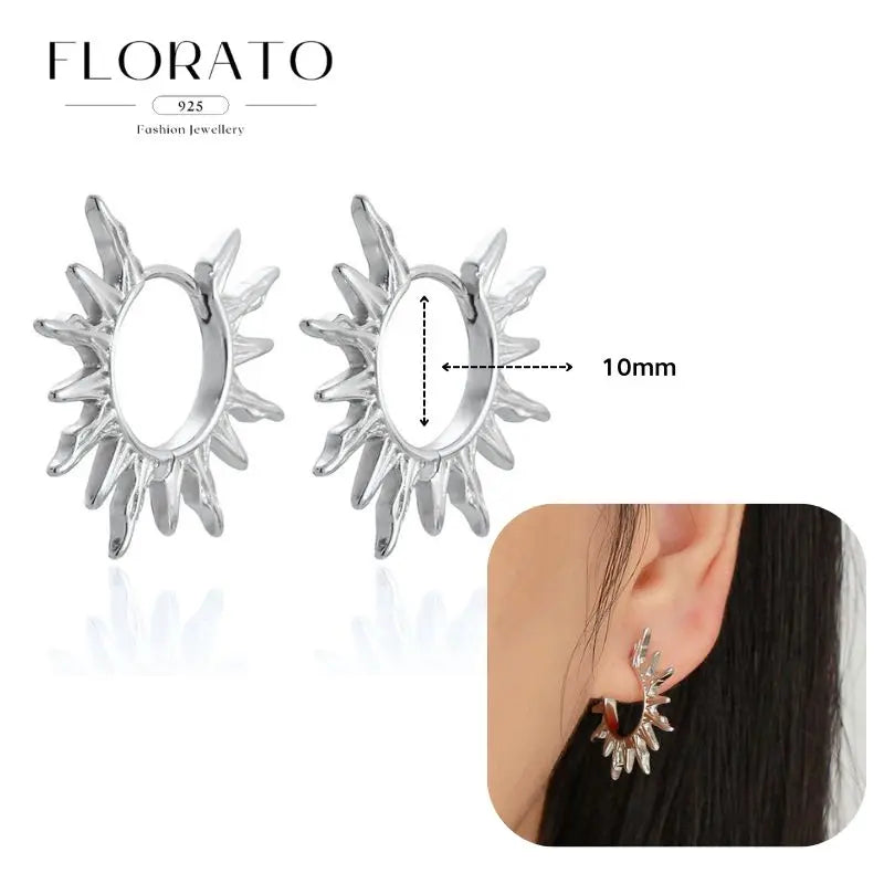 925 Silver Needle Rivet Micropaved Zircon Pendant Hoop Earrings For Women Punk Vintage Earrings Fashion Party Jewelry Gifts