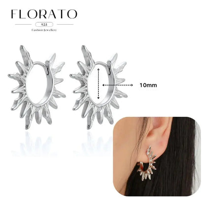 925 Silver Needle Rivet Micropaved Zircon Pendant Hoop Earrings For Women Punk Vintage Earrings Fashion Party Jewelry Gifts