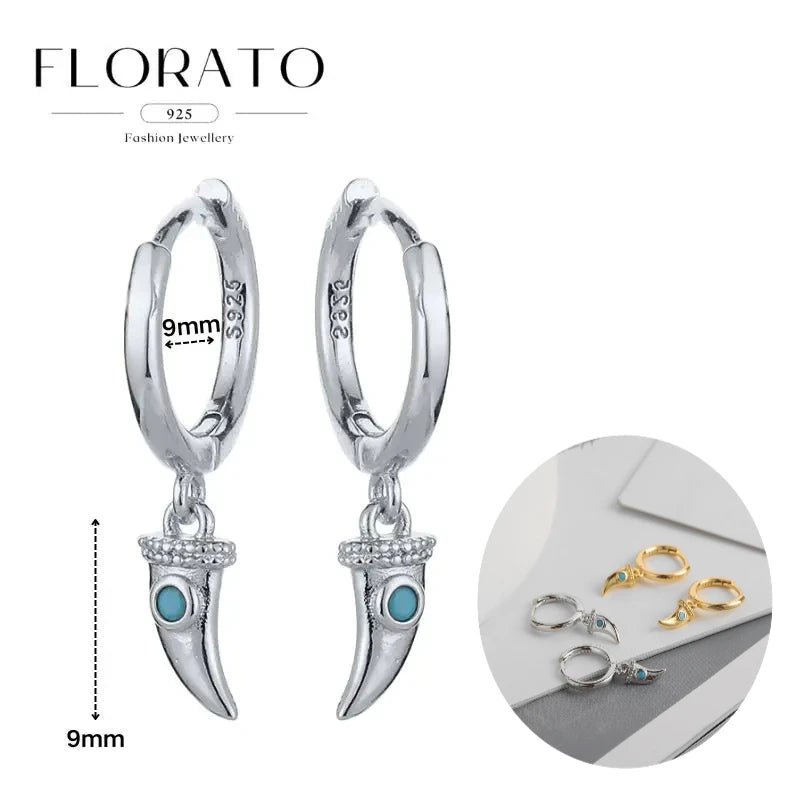 925 Silver Needle Rivet Micropaved Zircon Pendant Hoop Earrings For Women Punk Vintage Earrings Fashion Party Jewelry Gifts