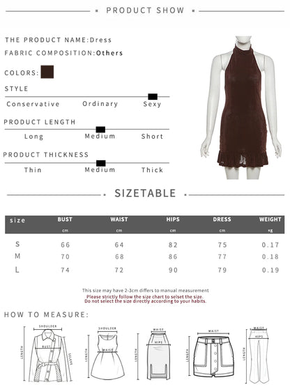 Nibber Folds Backless Dress Women Backless o-Neck Solid Thin Sleeveless Sexy Midnight Summer Trend Party Street Mini Bodycon