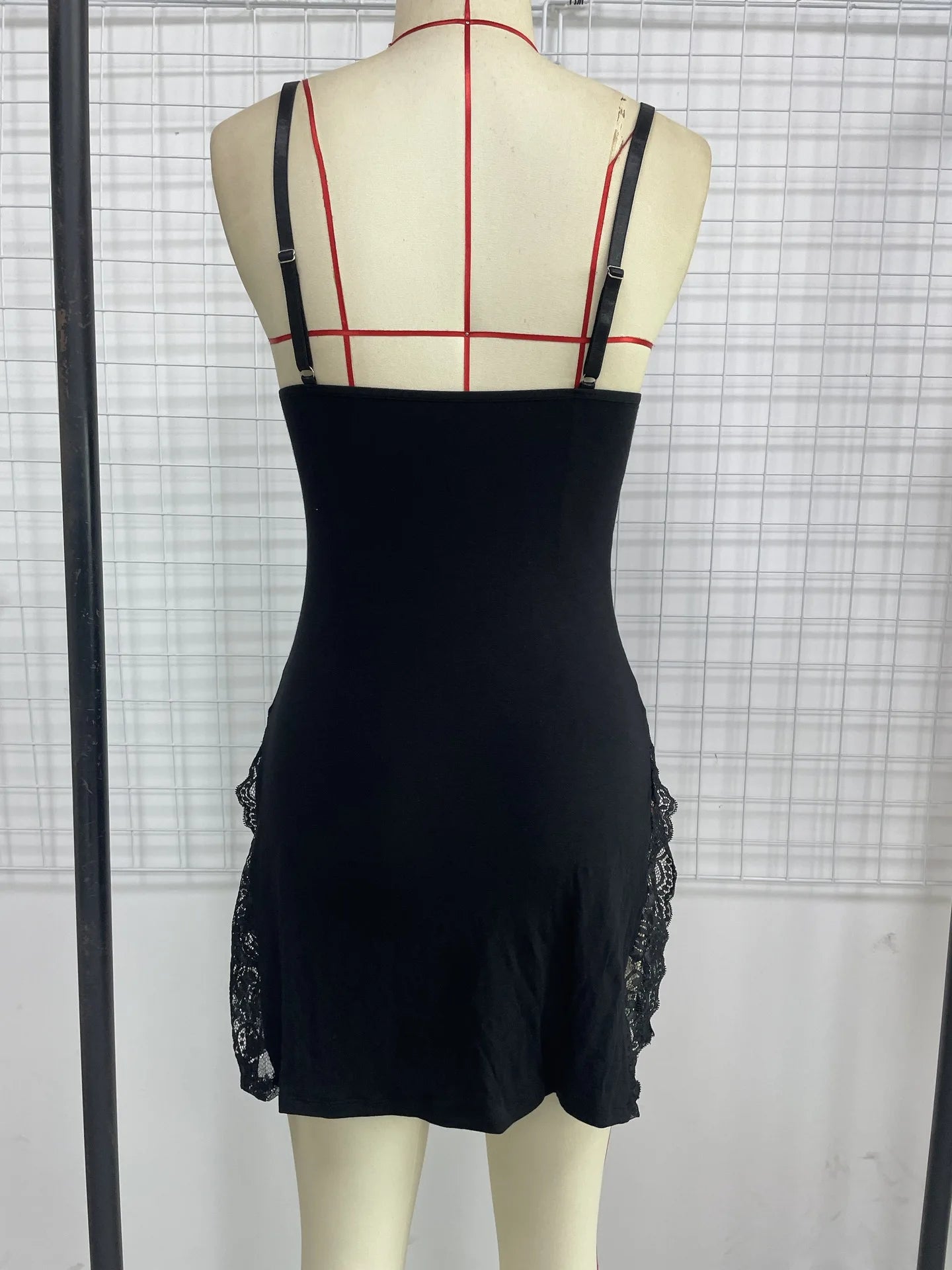 Elegant Black Nightgown Women's Floral Lace Trim Chemise with Bow Adjustable Strap Soft Sleepwear Lingerie New Fashion Hot Sale
